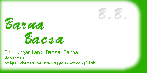 barna bacsa business card